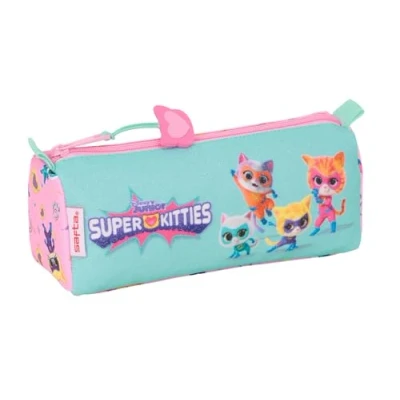 Abbildung von Safta Superkitties Federmäppchen mit Reißverschluss und Fach, für Kinder, ideal Kinder im Schulalter, bequem vielseitig, Qualität Widerstandsfähigkeit, 21 x 7 8 cm, Hellrosa /