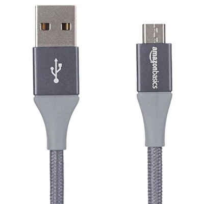 Abbildung von Amazon Basics USB 2.0 A auf Micro Kabel mit doppelt geflochtenem Nylon, 3 m, Dunkelgrau, Tablet