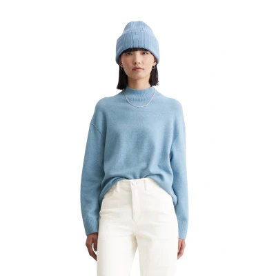 Abbildung von Marc O&#039;Polo Denim MOCK NECK Strickpullover, Damen, Größe: XL, Medium blue melange
