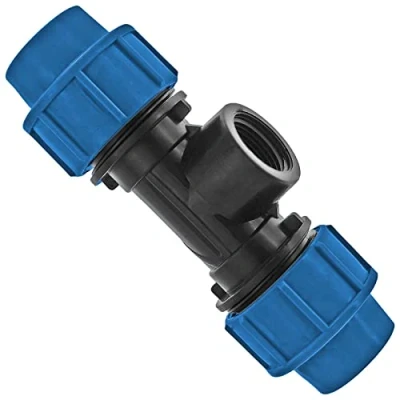 Abbildung von T Stück mit Rohr Innengewinde 1&quot; Zoll IG PP Fitting Klemmverbinder Verschraubung Trinkwasser geeignet für PE Aussendurchmesser 25mm