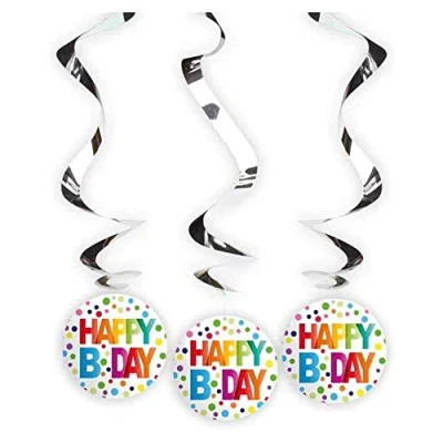 Abbildung von Festartikel Müller 3 Rotor Spiralen Happy Birthday aus Papier und Plastik hergestellt, Maße: 22,5 x 16 cm, 800.546.00