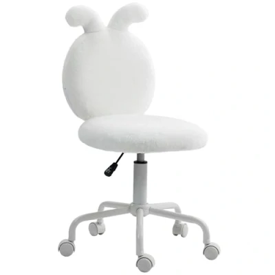 Abbildung von HOMCOM Bürostuhl Schreibtischstuhl mit Hasenohren, Höhenverstellbar (Kosmetikstuhl Samtoptik, 1 St), Drehstuhl Schminkstuhl für Schlafzimmer, Weiß