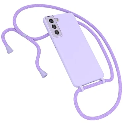 Abbildung von EAZY CASE Premium Silikon Handykette kompatibel mit Samsung Galaxy S21 FE 5G Handyhülle Umhängeband, Handykordel Schutzhülle, Silikonhülle, Hülle Band, Kette für Smartphone, Lavendel Lila