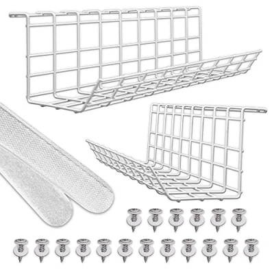 Abbildung von Scanfield Kabelmanagement Unter Tisch, 2er Set Kabelkanal Schreibtisch, Kabelhalter mit Luftirkulation, Kabelwanne Unterbau, Einfache Montage, Modulare Kabelkorb Weiß
