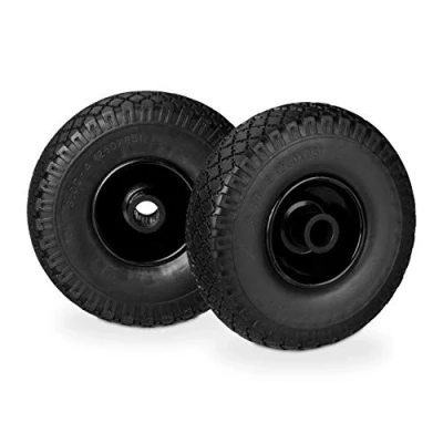 Abbildung von Relaxdays Sackkarrenrad Set, pannensicher, 3.00 4 Vollgummireifen, Stahlfelge, 25 mm Achse, 100 kg, x 7.5mm, schwarz