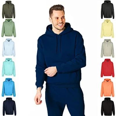 Abbildung von RIPT Herren Essentials by Performance Mens Hooded Soft Touch Lougewear Hoody Kapuzen Sweatshirt, Marineblau, L