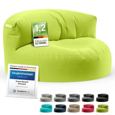 Abbildung von Green Bean Sitzsack Sofa mit Füllmaterial Lounge im Design 90x50cm ergonomischer Rückenlehne &amp; waschbarem Bezug Indoor und Outdoor geeignet in Hellgrün