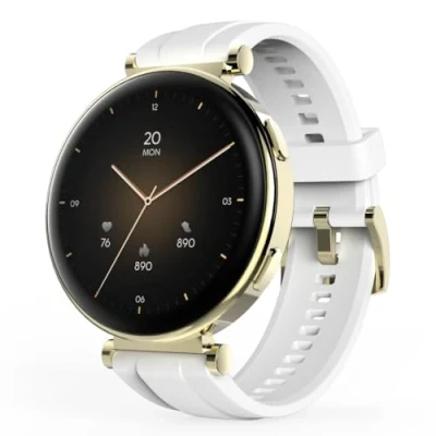 Abbildung von Hama Smartwatch (AMOLED Farbdisplay 1,32“, Telefonfunktion, wasserdicht, WhatsApp, Emails, Sprachassistent, Schlaftracker, 110 Sportmodi, Schrittzähler, Pulsmesser, Kalorien, Zyklusprotokoll etc) weiß