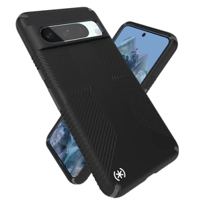 Abbildung von Speck Google Pixel 8 Pro Hülle Fallschutz Griff Kratzfeste, weiche Haptik Handyhülle für Presidio2 Grip Schwarz/Schiefergrau/Weiß