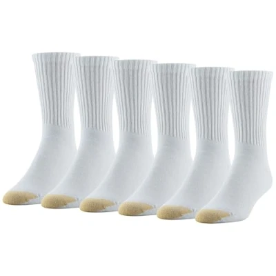 Abbildung von Gold Toe Herren Cotton Blend Athletic Crew, 6 Pairs Socken, Weiss/opulenter Garten, Large (6er Pack)