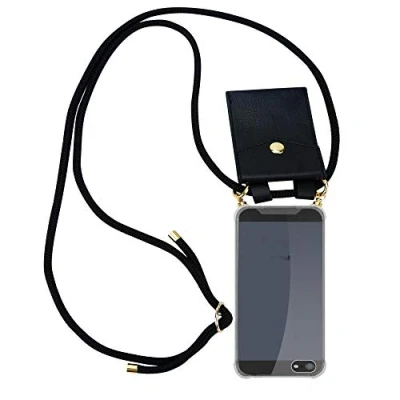Abbildung von Cadorabo Handykette kompatibel mit Apple iPhone 5 5S SE 2016 Schutzhülle TPU Silikon Case Necklace Design Slim Kratzfest Kordel Band Etui Rundumschutz Hülle für in Schwarz