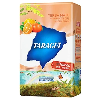 Abbildung von Taragui Mate Tee CITRICOS DEL LITORAL, Argentinischer ohne Staub, Dezentes Zitrusaroma, Anregend und energetisierend, Perfekter Ersatz für Kaffee oder Energy Drinks, 500 g