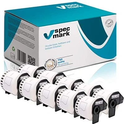 Abbildung von specmark 10 Rollen Endlosetiketten kompatibel mit Brother DK 22205 62mm x 30,48m Etiketten für allen QL Etikettendruckern 570 700 800