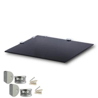 Abbildung von Euro Tische Glas Eckregal 25 x cm, Wandregal für Badezimmer, Duschregal Bad, Badregal mit 6mm ESG Sicherheitsglas, Verschiedene Größen (Schwarz)