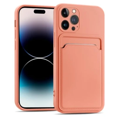 Abbildung von CoolGadget Card Case für iPhone 14 Pro Max, TPU Schutzhülle mit Kartenfach und erhöhtem Kantenschutz, Rosa