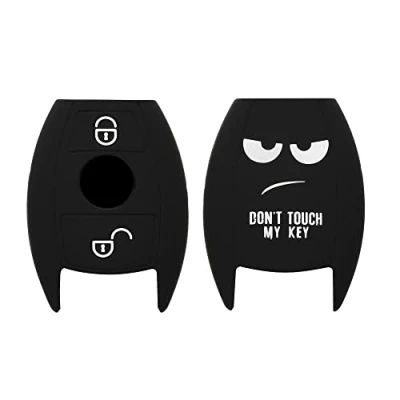 Abbildung von kwmobile Autoschlüssel Hülle kompatibel mit Mercedes Benz 2 Tasten (nur Keyless Go) Schlüsselhülle Don&#039;t Touch My Key Weiß Schwarz