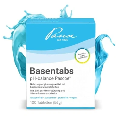 Abbildung von Basentabs pH balance Pascoe Basentabletten 100 St. Mit Teststreifen hoher Säurebindungskapazität Magnesium, Calcium und Zink Für den Säure Basen Haushalt