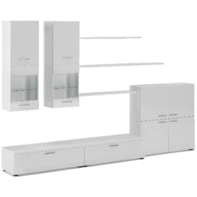 Abbildung von Skraut Home Wohnzimmermöbel 189 x 300 42 cm LED Beleuchtungssystem Beta Modell große Speicherkapazität moderner Stil weißes Finish
