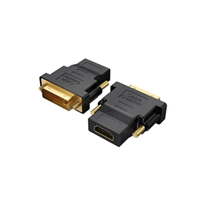 Abbildung von CableCreation DVI HDMI Adapter, 2 Pack Bidirektionaler Stecker auf Buchse Konverter Unterstützt 1080P, 3D Schwarz Für PS3/PS4, TV Box, Blu ray, Projektor, HDTV usw.