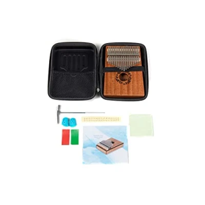 Abbildung von GEWA Kalimba Daumenklavier Mahagoni, Motiv Blätter, 17 Stahlzungen, stimmbar, inkl. Tasche, Stimmhammer, Anleitung
