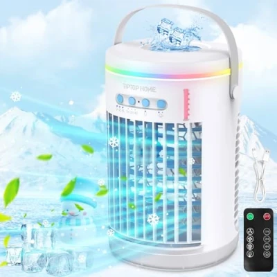 Abbildung von Mobile Klimaanlage, 5 in 1 Air Conditioner Portable, Klimagerät ohne Abluftschlauch, Mini Klimaanlage mit Spray und Buntem Nachtlicht, Klimageräte für Zuhause, Büro, Camping