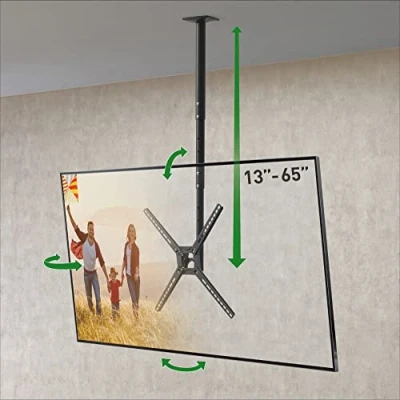 Abbildung von Barkan 97cm Lange TV Deckenhalterung, 29 65 Zoll Neigbar / Vollbewegung flach &amp; Curved Fernseher Halterung, hält bis 40Kg,Teleskop Höhen verstellbare , für LED OLED LCD, Max. VESA 400x400, 3500B