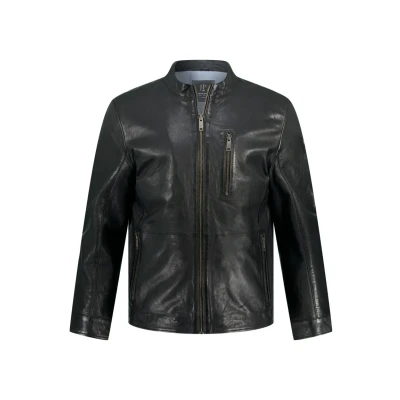Abbildung von JP1880 Lederjacke Leder Bikerstyle Stehkragen Zipper