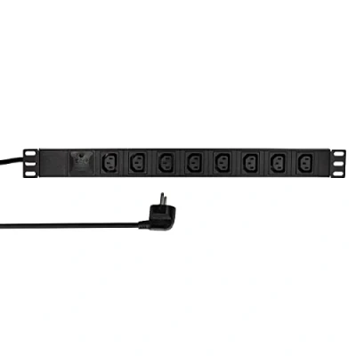 Abbildung von LogiLink Professional PDU8A01 Hochwertige 19&quot; Steckdosenleiste 8 Fach IEC320 mit Überspannungsschutz Schwarz