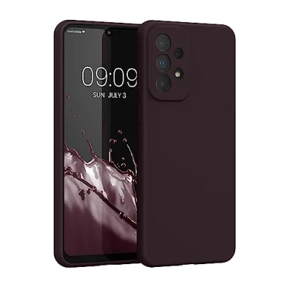 Abbildung von kwmobile Hülle kompatibel mit Samsung Galaxy A33 5G Silikon Handy Case Handyhülle weiche Oberfläche kabelloses Laden Brombeere