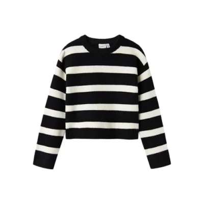 Abbildung von Name it Nkfnilla Strickpullover für Kinder, Größe: 122/128, Black