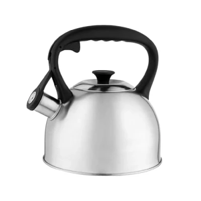 Abbildung von FLORINA Wasserkessel (2,1 l) Edelstahl Teekessel ONDA Flötenkessel mit Nylongriff Automatischer Pfiff Abnehmbarer Deckel Wasserkocher für Induktionsherd, Gasherd, Elektroherd Farbe: Silber