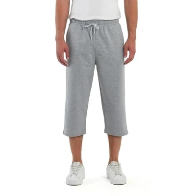 Abbildung von COMEOR Sporthose Herren Kurz 3/4 Capri Hose Kurze Hosen Männer Laufshorts Baumwolle Shorts (Hellgrau S)