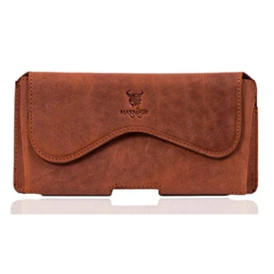 Abbildung von MATADOR Rost Braun Ledertasche Gürteltasche mit Magnetverschluss Handmade Wavedesign Quertasche Gürtelschlaufe für OnePlus 3 Echt Leder (Rost Braun)