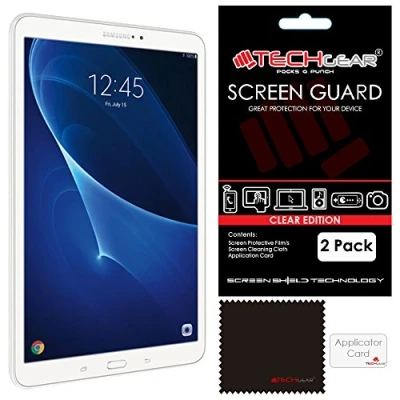 Abbildung von TECHGEAR [2 Stück Displayschutz für Samsung Galaxy Tab A 10,1 zoll 2016 2018 Ultra Klare Schutzfolie (SM T580 / SM T581 T585) mit Reinigungstuch + Applikationskarte