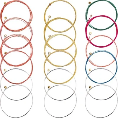 Abbildung von 3 Sets 6 Akustisch Guitar Saiten Ersatzstahlsaite für Gitarre, 1 Set Messing Kupfer und Mehrfarbig