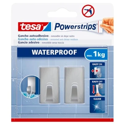 Abbildung von 6 x Tesa Klebehaken Powerstrips S Edelstahl Tragfähigkeit 1kg eckig wa