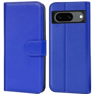 Abbildung von Verco Handyhülle für Google Pixel 8a Hülle, Bookcase Tasche Flipcover Case [Kartenfächer/Aufstellfunktion], Blau