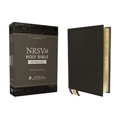 Abbildung von NRSVue, Holy Bible with Apocrypha, Premium Goatskin Leather, Black, Premier Collection, Art Gilded Edges, Comfort Print: New Revised Standard Version, ... Print Apocrypha