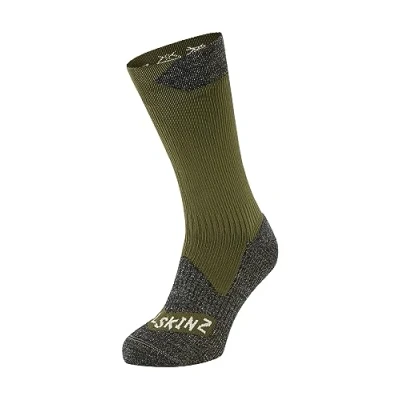 Abbildung von SEALSKINZ Raynham Allwetter Socken, wasserdicht, halbhoch, olivgrün graumeliert, Größe L