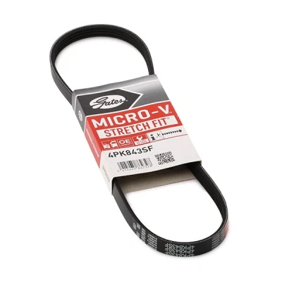 Abbildung von GATES Micro V Stretch Fit 4PK843SF Keilrippenriemen 843 4 PA (Polyamid), EPDM (Ethylen Propylen Dien Kautschuk) BMW: X3, X5, 5 Limousine