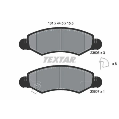 Abbildung von TEXTAR 2360501 Bremsbelagsatz mit akustischer Verschleißwarnung Zubehör SUZUKI: Ignis 2, I, Wagon R+ II Schrägheck, OPEL: Agila A