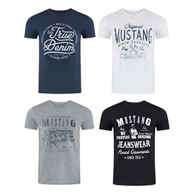 Abbildung von Mustang Basic Print Tshirt print, Herren, Größe: XXL, Mood indigo