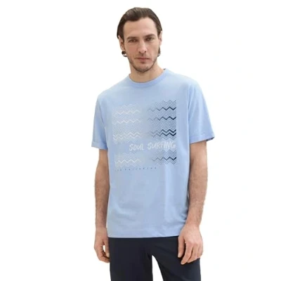 Abbildung von TOM TAILOR Herren Basic T Shirt mit Print, windsurf blue, XXL