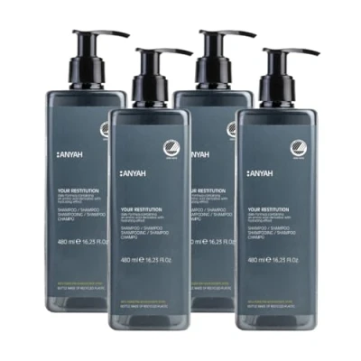 Abbildung von Anyah Shampoo &amp; Haarspülung 4x480ml Nicht Nachfüllbar Stärkendes mit Aminosäuren für Schutz und Pflege Haarshampoo Conditioner Dermatologisch Getestet