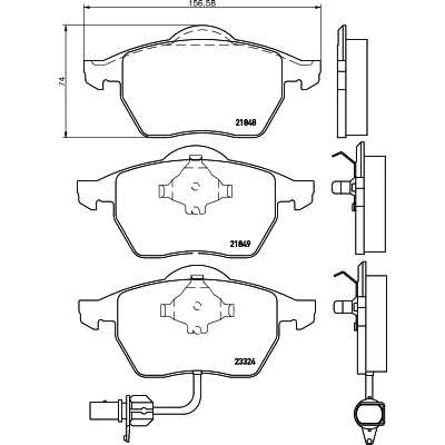 Abbildung von HELLA 8DB 355 008 911 Bremsbelagsatz mit integriertem Verschleißwarnkontakt VOLKSWAGEN: Sharan I, Kastenwagen, FORD: Galaxy Mk1 MPV