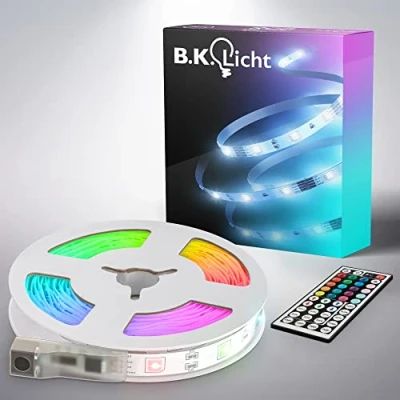 Abbildung von B.K.Licht LED Stripe USB Strip, 5 m, mit Farbwechsel, 150 flammig, Lichtleiste, Fernbedienung, selbstklebend