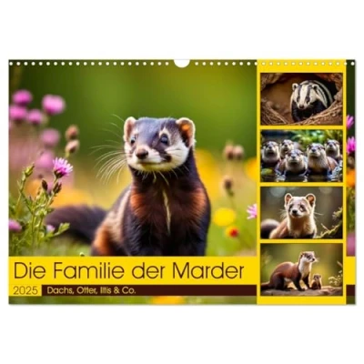 Abbildung von Die Familie der Marder (Wandkalender 2025 DIN A3 quer), CALVENDO Monatskalender