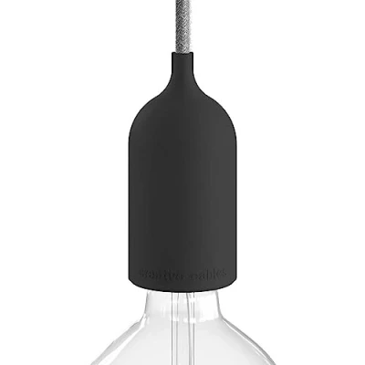 Abbildung von creative cables EIVA Pastell, das erste wiederverdrahtbare Outdoor Lampenfassungs Kit aus Silikon, E27, IP65 Schwarz