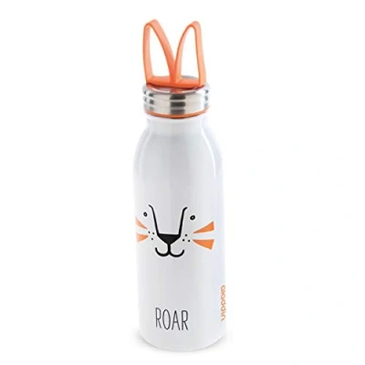 Abbildung von Aladdin Zoo Thermavac Trinkflasche Edelstahl Kinder 0.43L Lion Thermosflasche Hält 7 Stunden Kalt Auslaufsicher Weiche Fingertrageschlaufe aus Silikon Wasserflasche BPA Frei