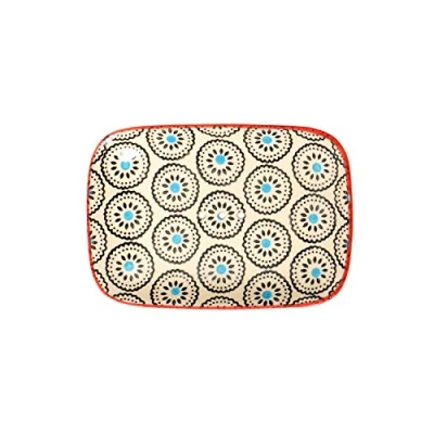 Abbildung von Tranquillo Seifenschale Floral, mit abgerundeten Ecken aus handbemalter Keramik Löchern für den Wasserablauf 13,5 x 9,5 2 cm